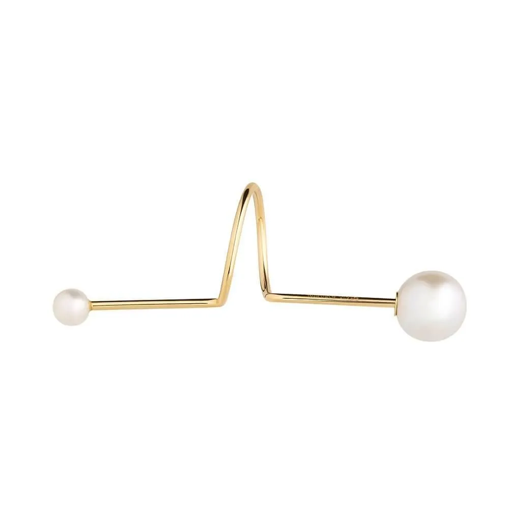 Cosmo Spiral 18K Gold Earrings w. Pearl