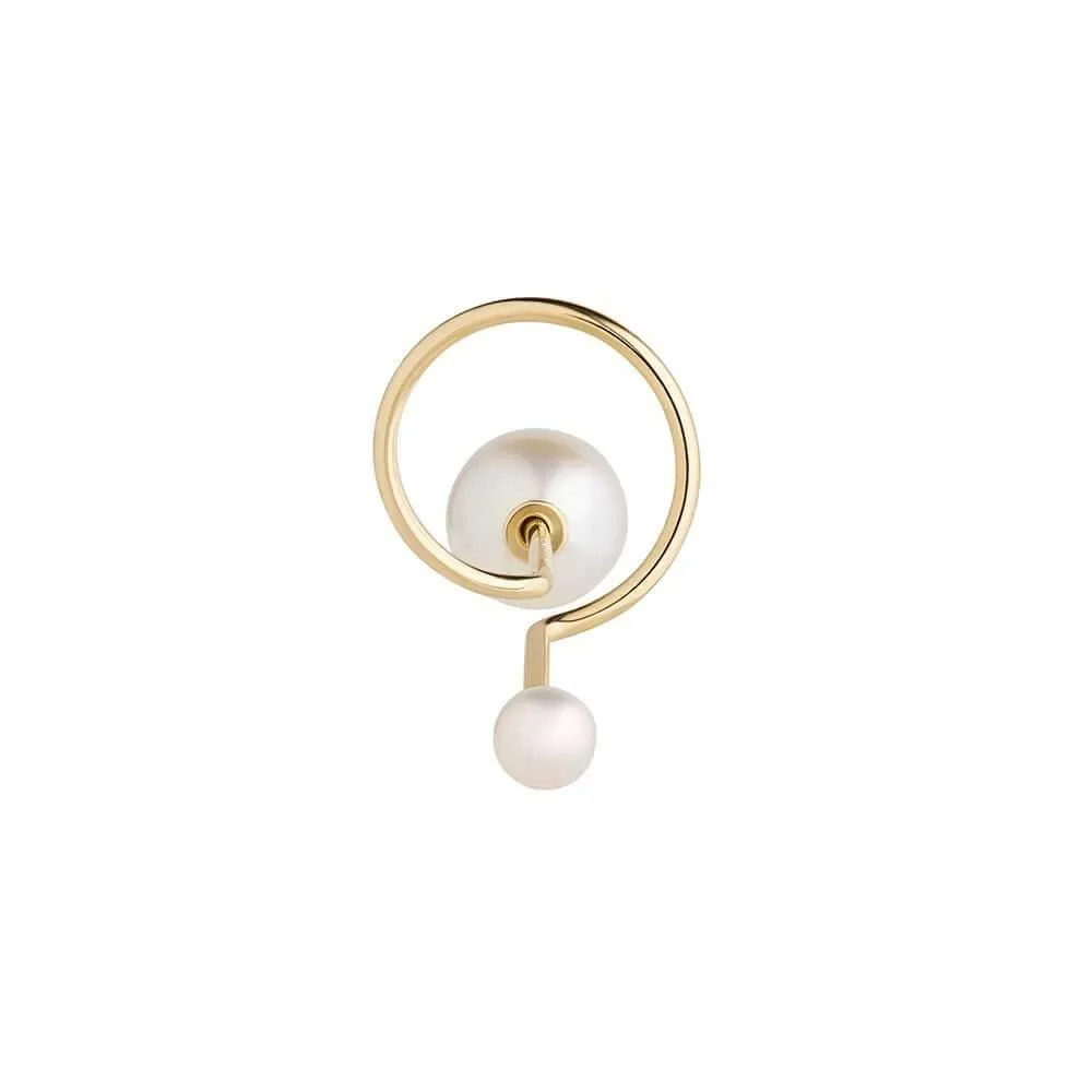 Cosmo Spiral 18K Gold Earrings w. Pearl