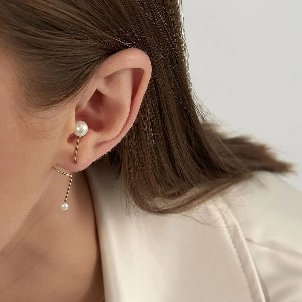 Cosmo Spiral 18K Gold Earrings w. Pearl