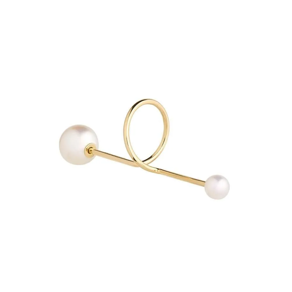 Cosmo Spiral 18K Gold Earrings w. Pearl