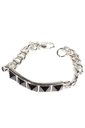 Crystal Spike ID Bracelet Silver/black