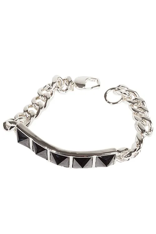 Crystal Spike ID Bracelet Silver/black