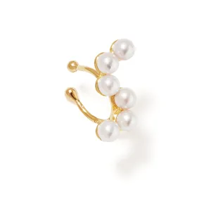 Curves 9K Gold Ear Cuff w. Pearls