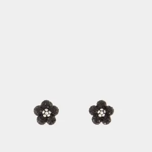 Daisy Enamel Micro Earrings - Marc Jacobs - Metal - Black