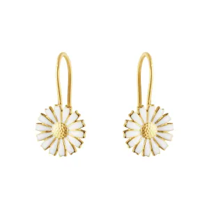 Daisy Hook Gold Plated Earrings w. White Enamel
