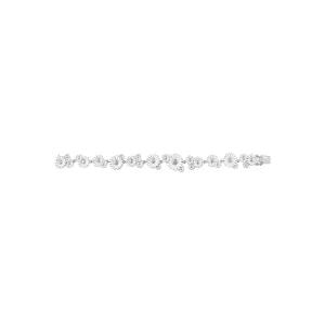 Daisy Layered Row Silver Bracelet w. White Enamel