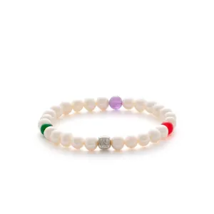 Davos (6mm) Silver Bracelet w. Pearls, Jade & Amethyst