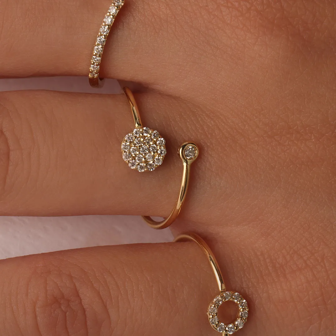 Double Circle Pave 18K Rose Gold Ring w. Diamonds