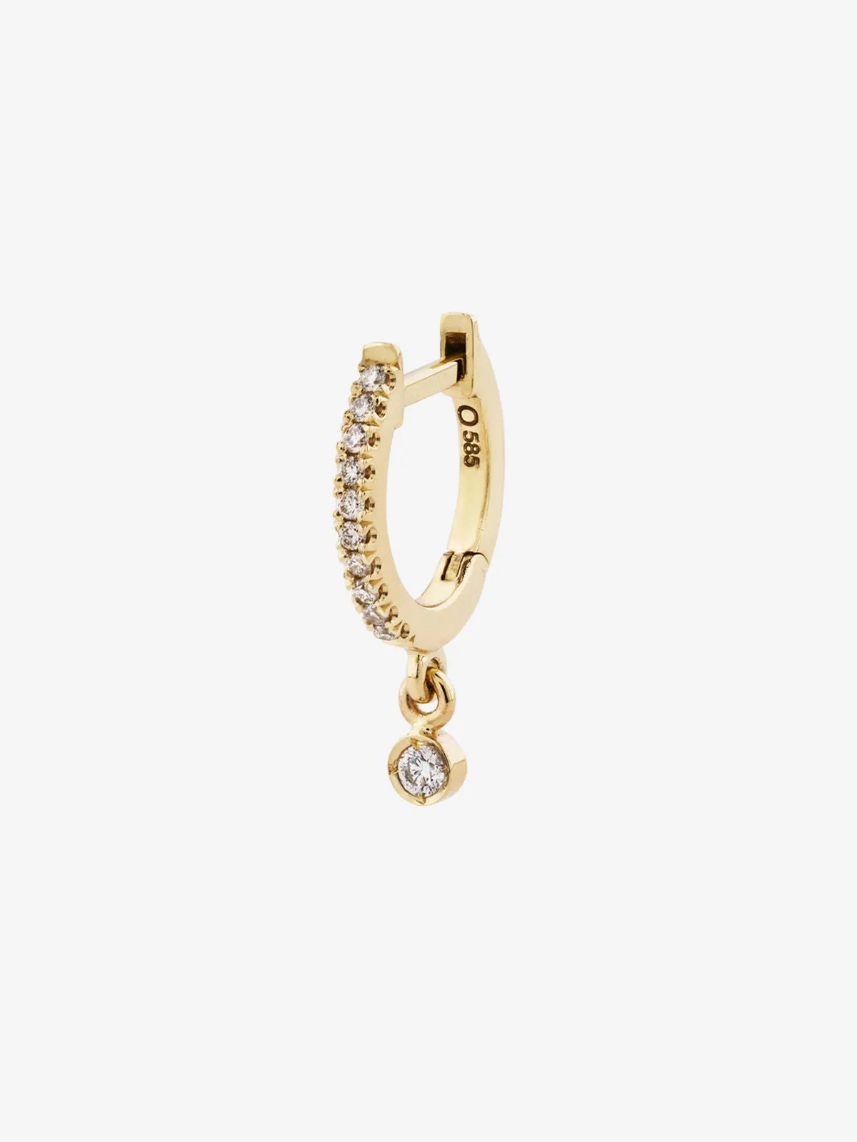 Drop 0.08 14K Gold, Whitegold or Rosegold Huggie w. Diamond