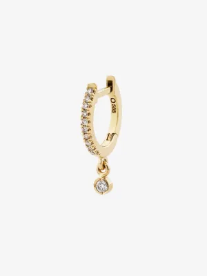 Drop 0.08 14K Gold, Whitegold or Rosegold Huggie w. Diamond