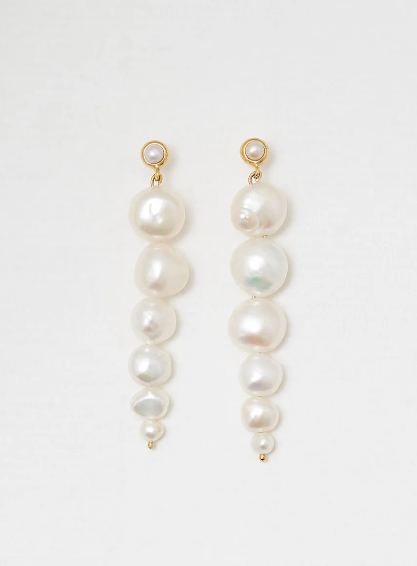 Drop pearl Gold Plated Earring w. Pearls
