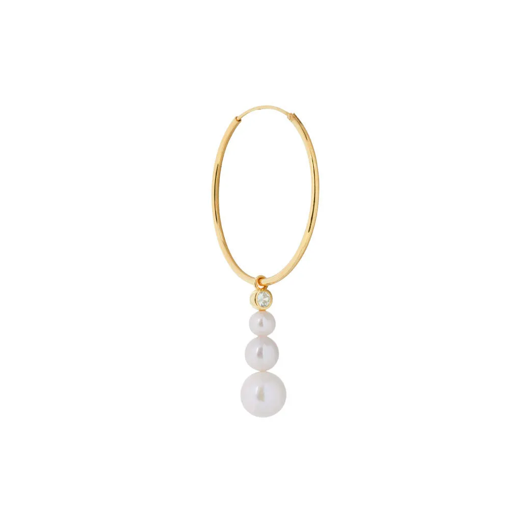 Duquesa 18K Gold Plated Hoops w. White Pearls & Zirconia