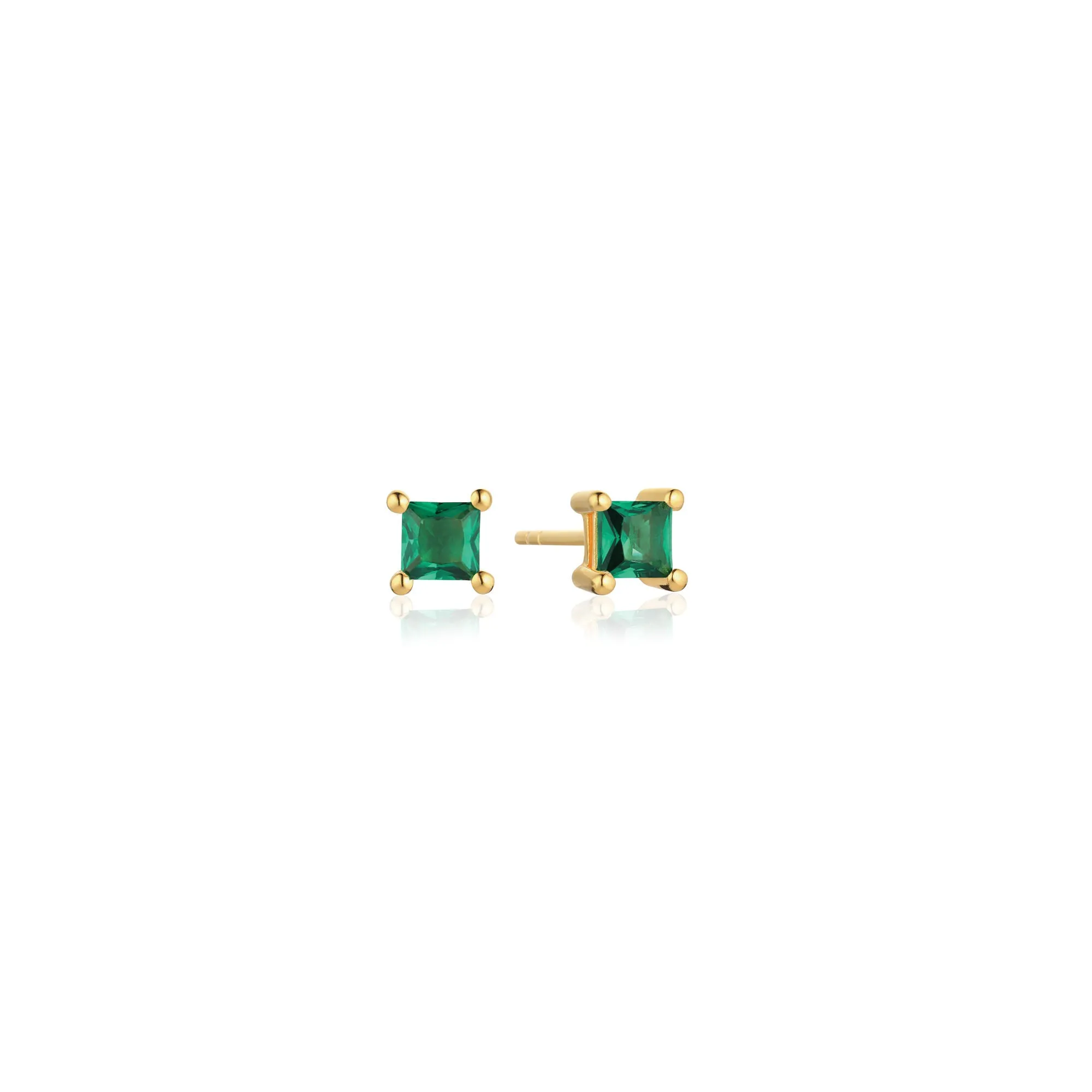 Ellera 18K Gold Plated Studs w. Green Zirconia