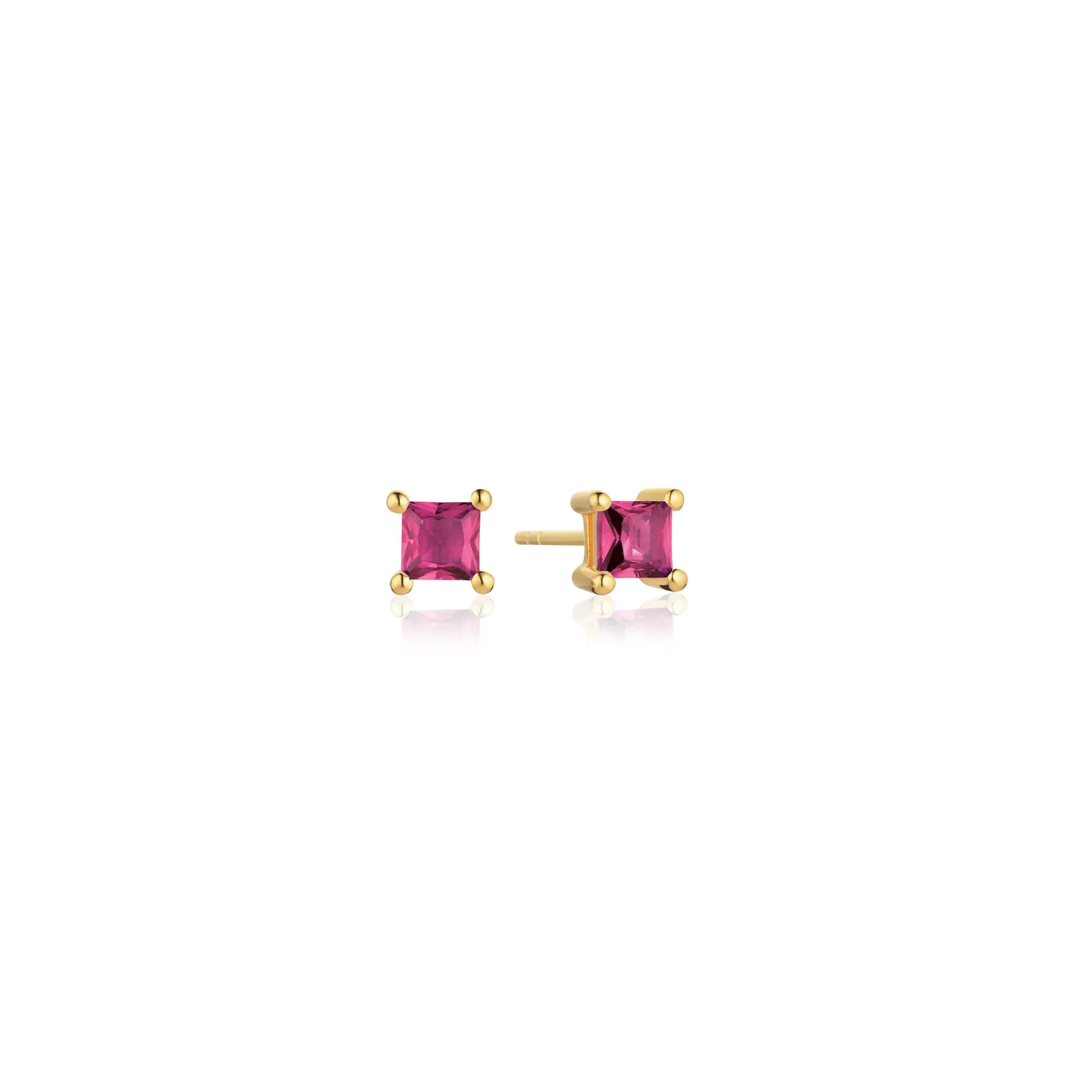 Ellera 18K Gold Plated Studs w. Pink/Rose Zirconia