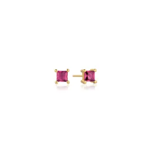 Ellera 18K Gold Plated Studs w. Pink/Rose Zirconia