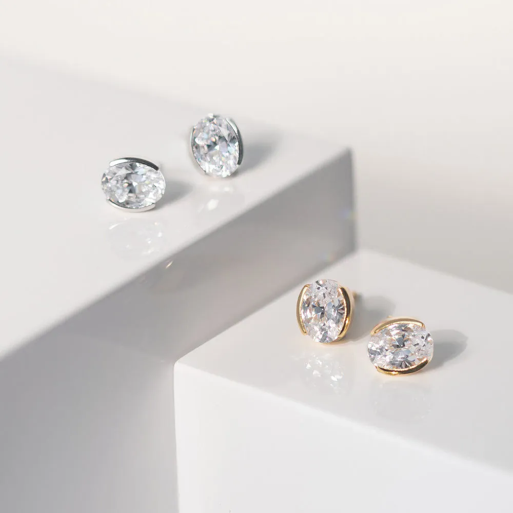 Ellisse Carezza Silver Studs w. White Zirconia