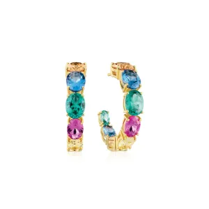 Ellisse Creolo 18K Gold Plated Hoops w. Zirconia