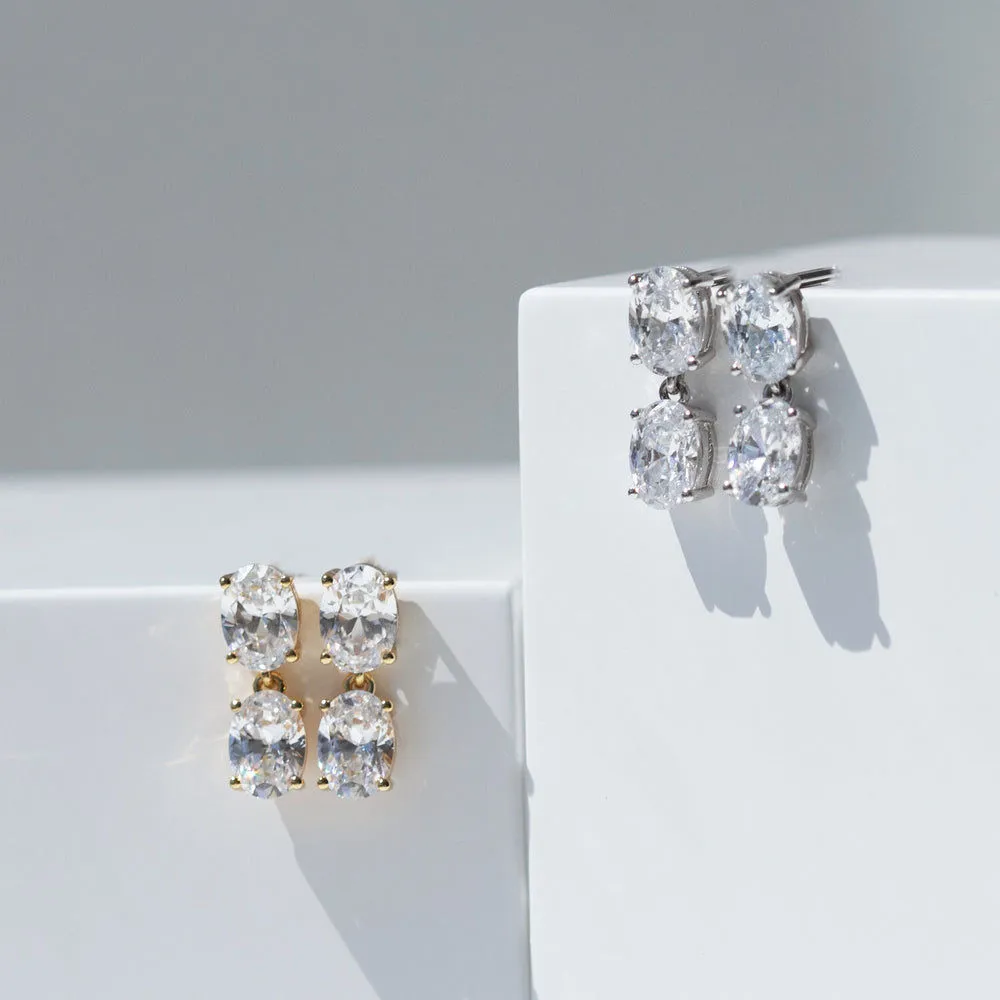 Ellisse Due Piccolo Silver Earrings w. Zirconia