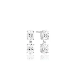 Ellisse Due Piccolo Silver Earrings w. Zirconia