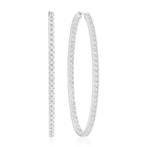 Ellisse Grande Silver Hoops w. Zirconias