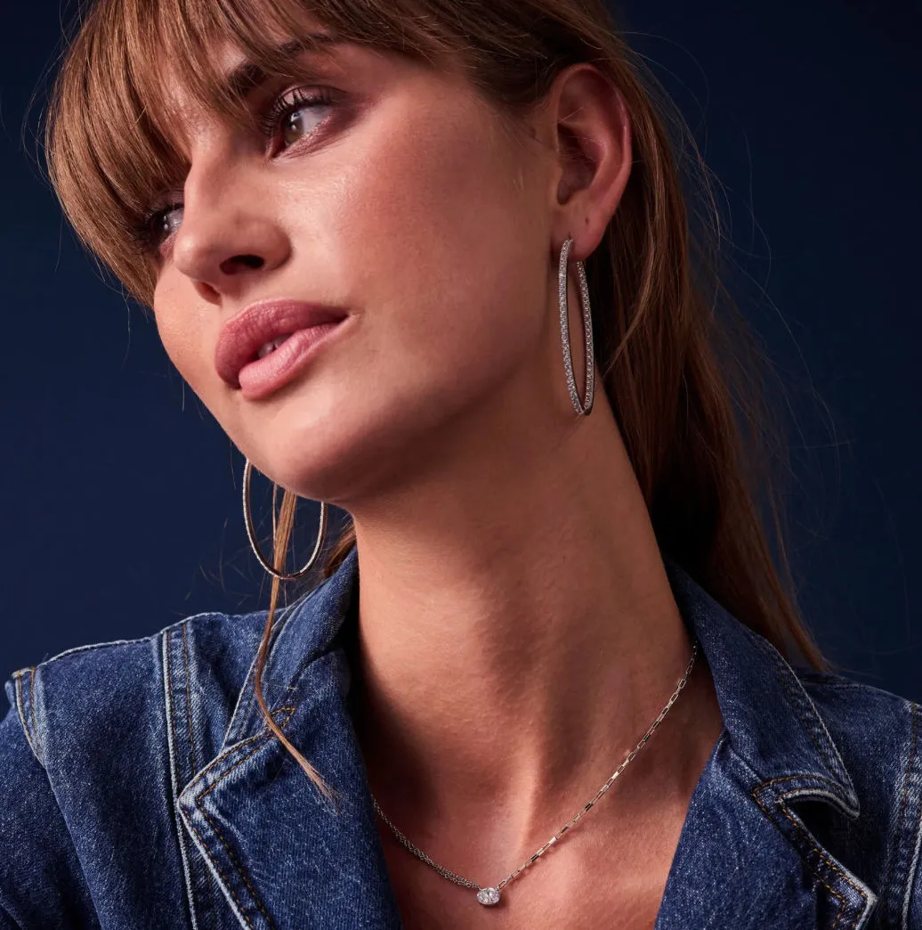 Ellisse Grande Silver Hoops w. Zirconias