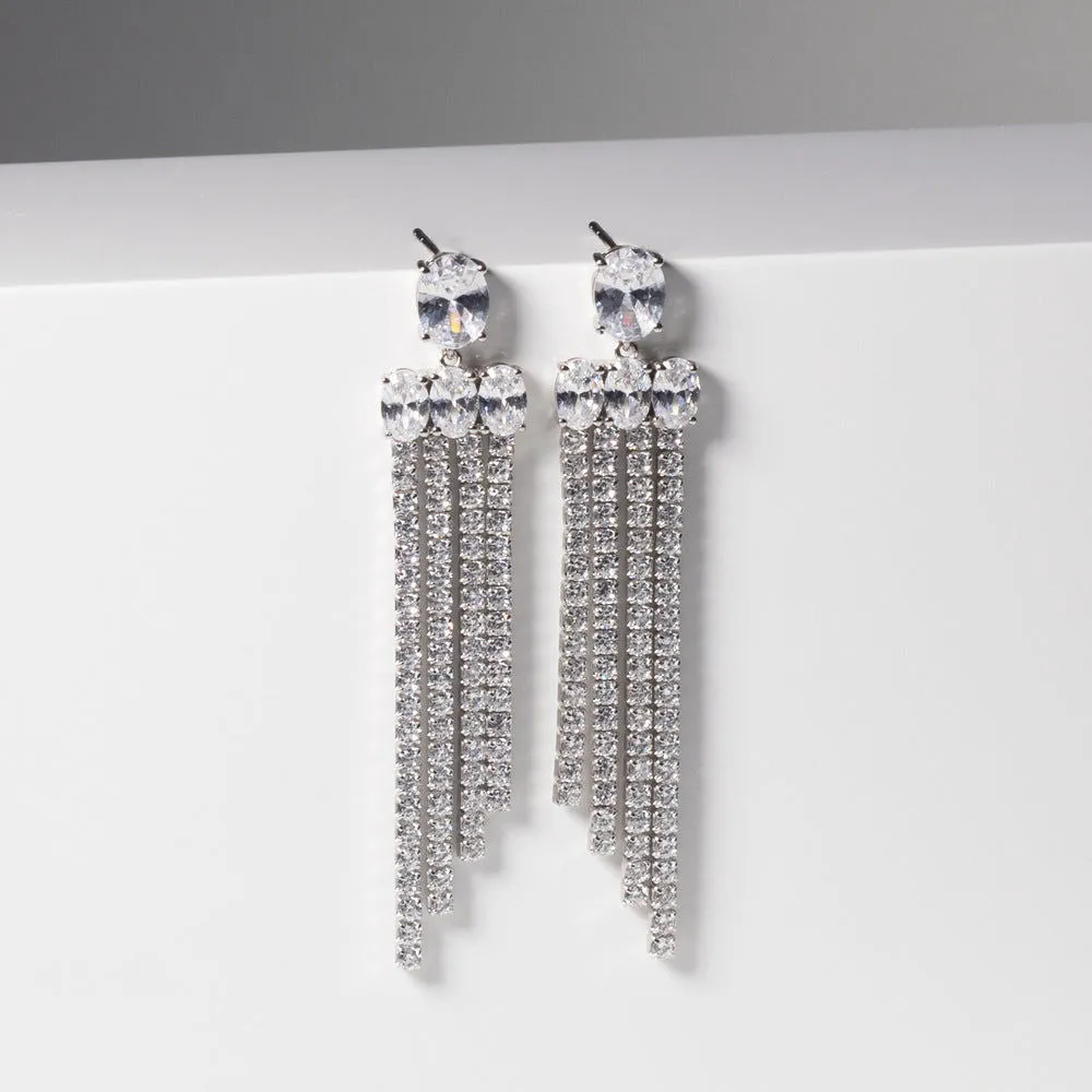 Ellisse Lungo Exclusive Piccolo Silver Earrings w. Zirconias