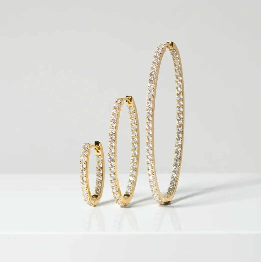 Ellisse Medio 18K Gold Plated Hoops w. Colored Zirconias