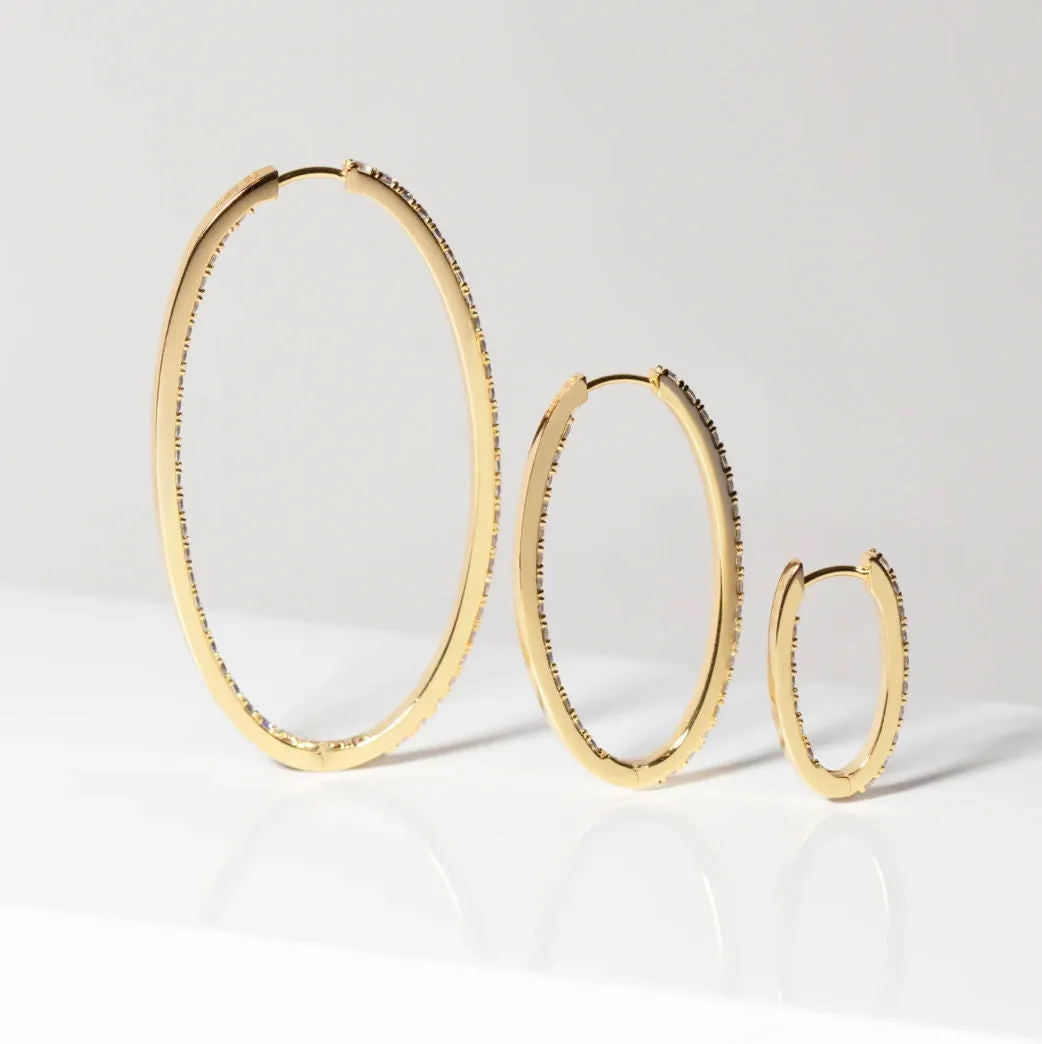 Ellisse Medio 18K Gold Plated Hoops w. Colored Zirconias