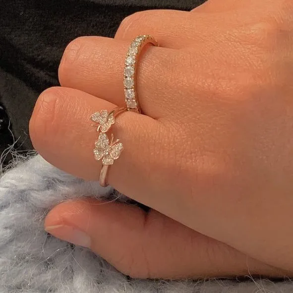 Eternity Alliance 18K Gold, Rosegold or Whitegold Ring w. Diamonds