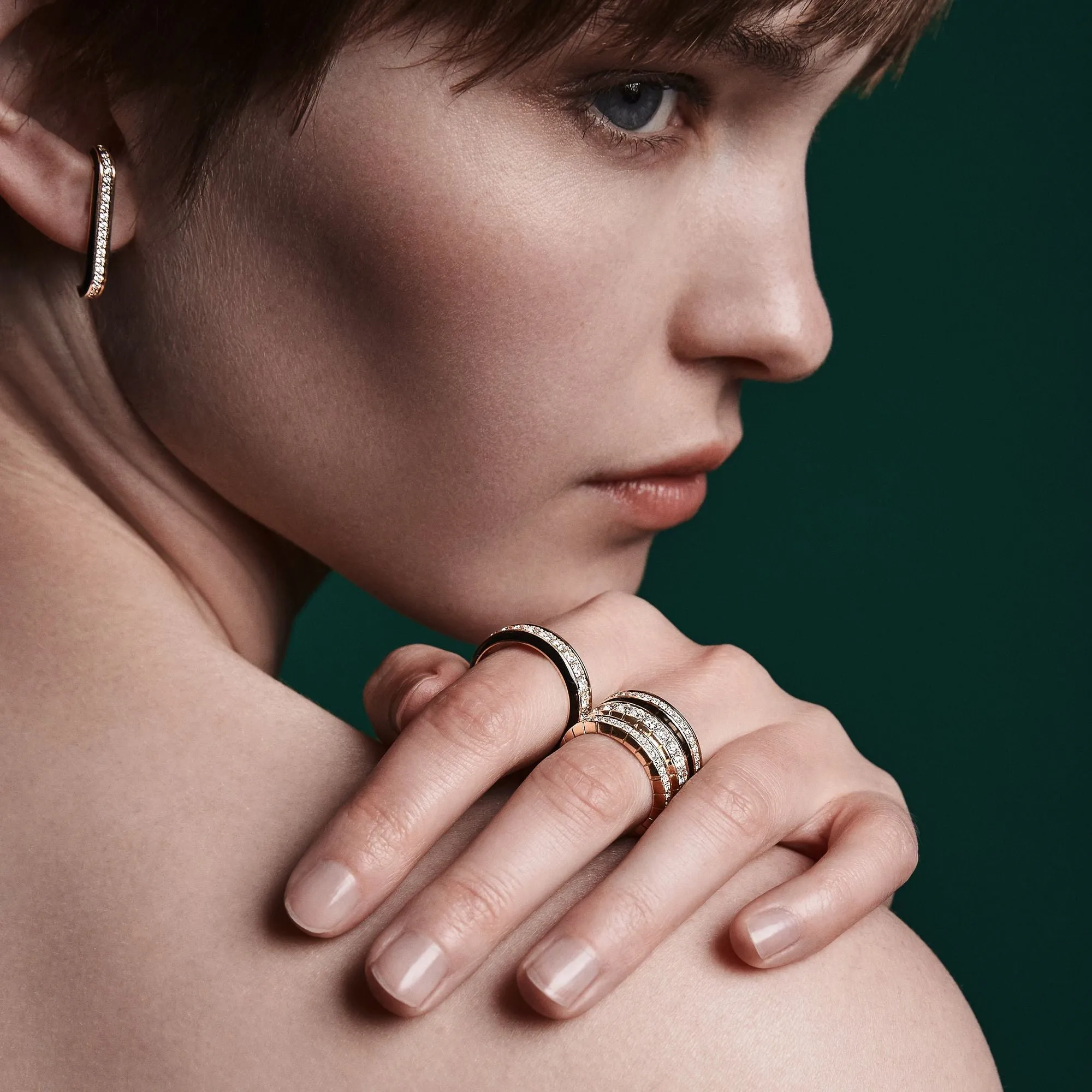 Eternity Black 18K Gold Ear Cuffs w. Lab-Grown Diamonds