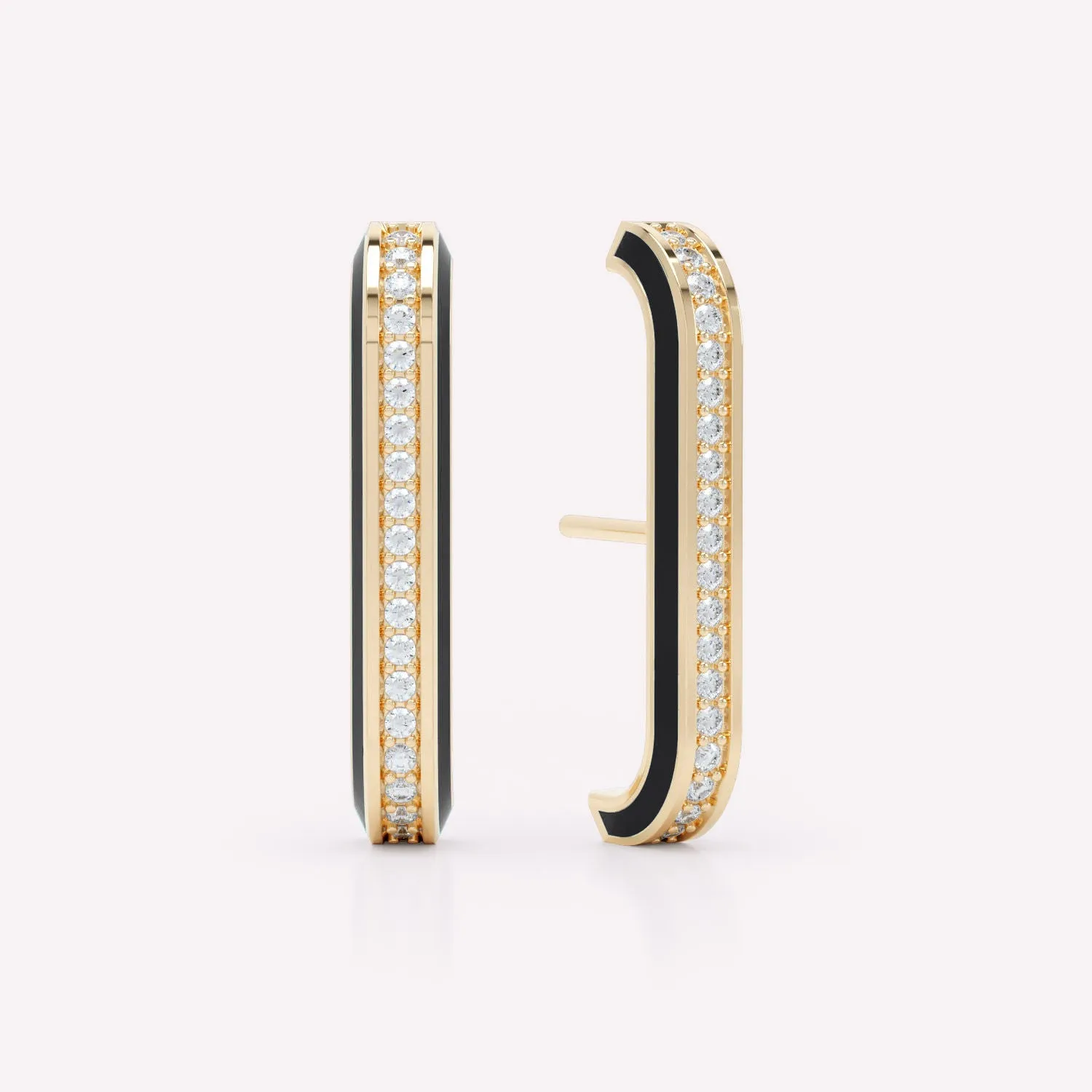 Eternity Black 18K Gold Ear Cuffs w. Lab-Grown Diamonds