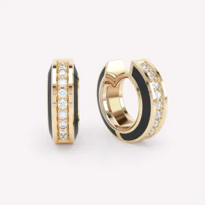 Eternity Black 18K Gold Huggies w. Lab-Grown Diamonds