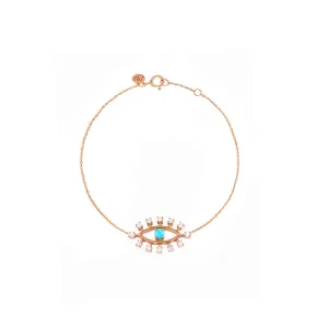 Evil Eye 18K Rose Gold Bracelet w. Diamonds