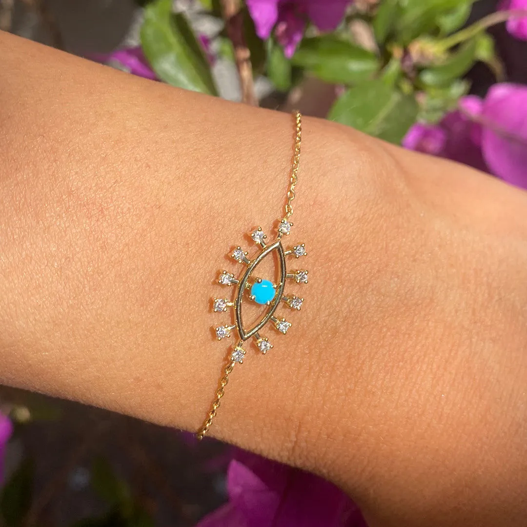 Evil Eye 18K White Gold Bracelet w. Diamonds