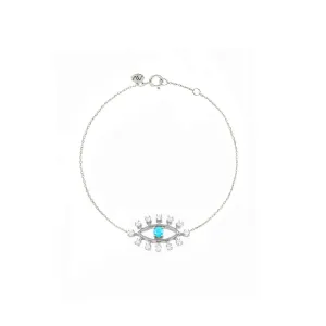 Evil Eye 18K White Gold Bracelet w. Diamonds