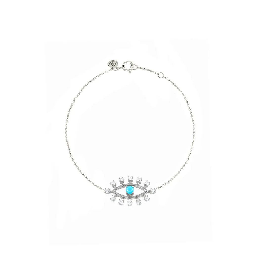 Evil Eye 18K White Gold Bracelet w. Diamonds