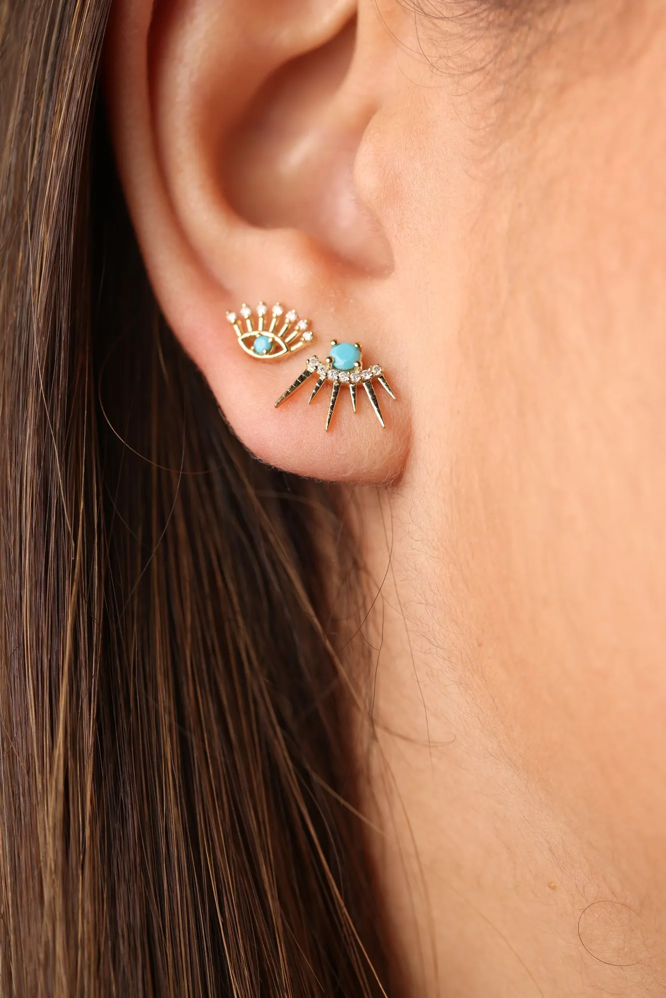 Evil Eye Part I 18K Gold Stud w. Diamonds