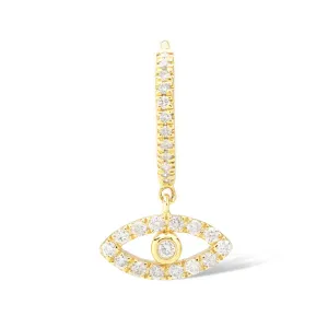 Eye Piercing 18K Gold, Whitegold or Rosegold Hoop w. Diamond