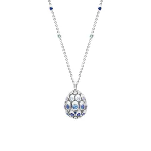 Fabergé Cosmic Curve 18ct White Gold 3.26ct Sapphire Egg Pendant