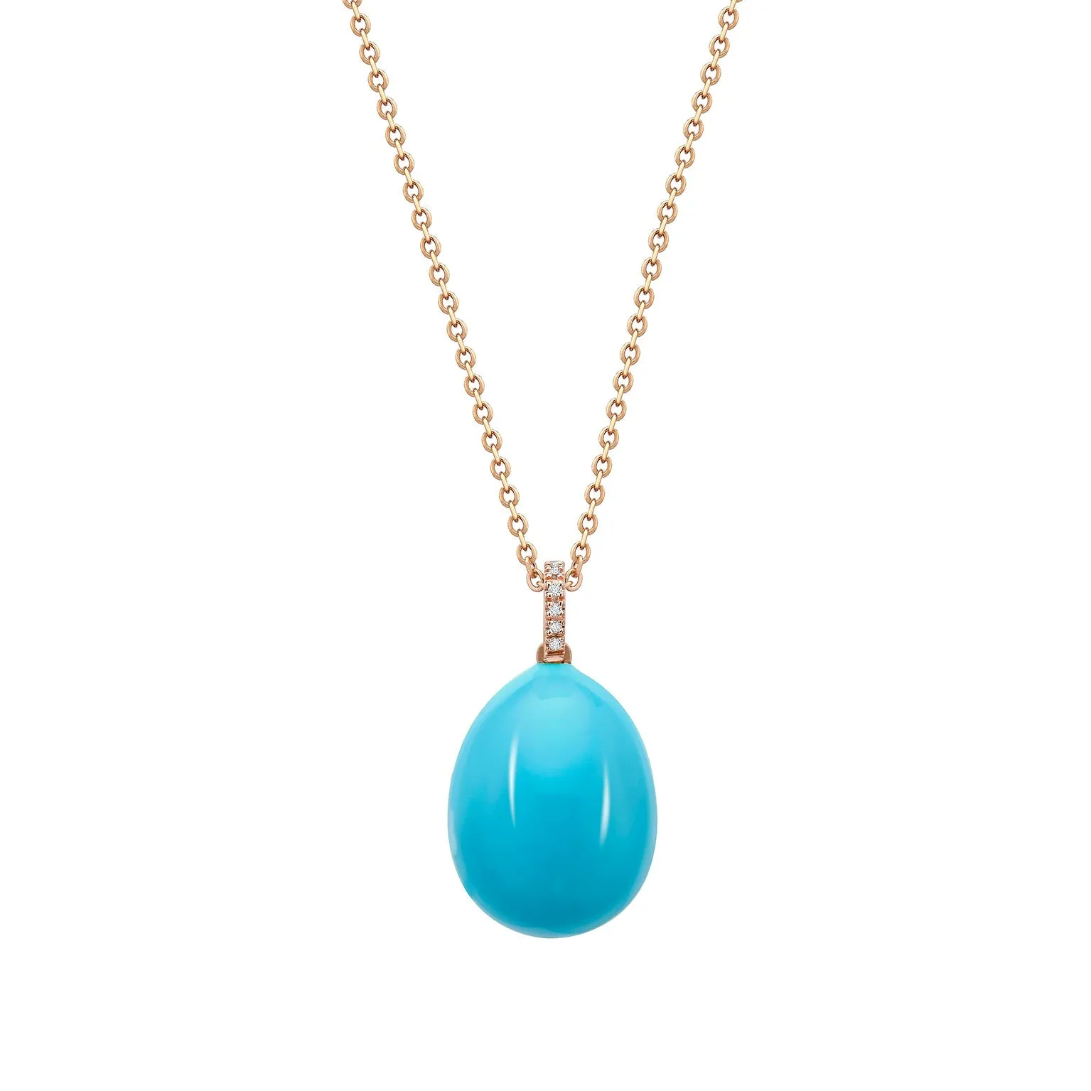 Faberge Essence 18ct Rose Gold Neon Blue Egg Pendant with Diamond Bail