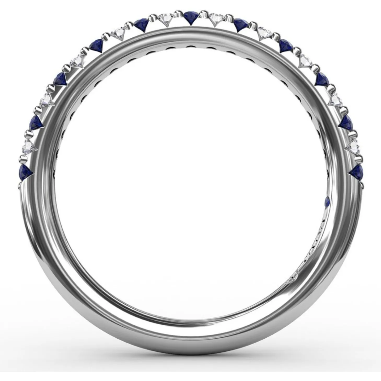 Fana 14K White Gold Alternating Diamond and Sapphire Band