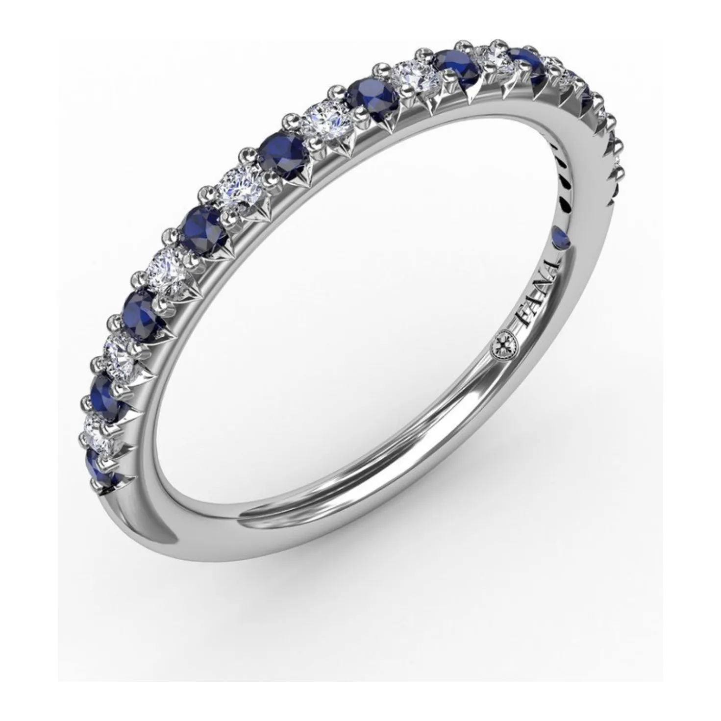 Fana 14K White Gold Alternating Diamond and Sapphire Band