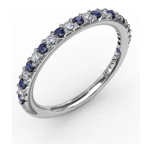 Fana 14K White Gold Alternating Diamond and Sapphire Band