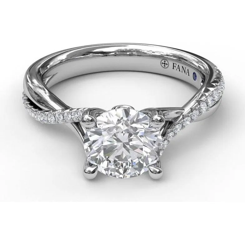 Fana 14K White Gold and Diamond Alternating Twist Band Engagement Ring