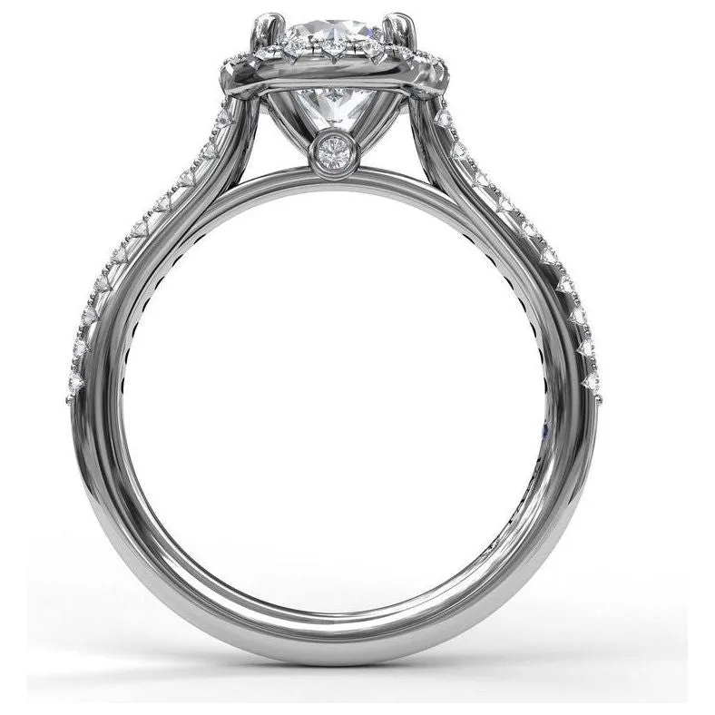 Fana 14K White Gold and Diamond Classic Round Halo Engagement Ring