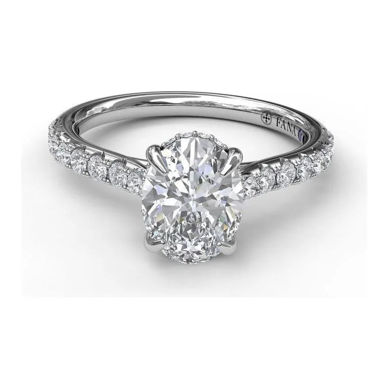 Fana 14K White Gold and Diamond Oval Engagement Ring