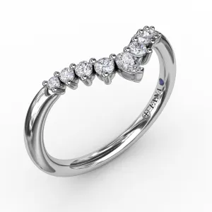Fana 14K White Gold and Diamond Prong Set Chevron Band