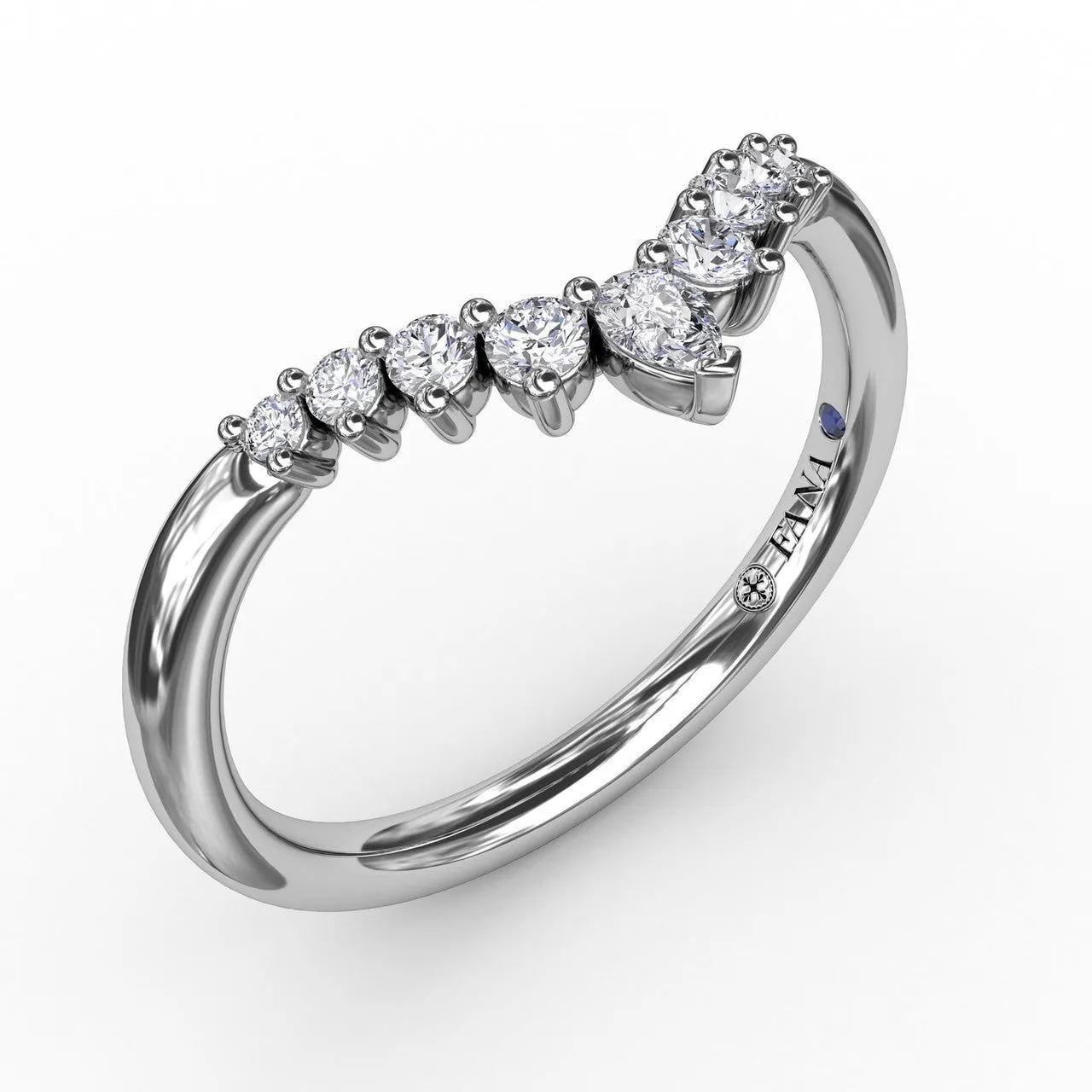 Fana 14K White Gold and Diamond Prong Set Chevron Band