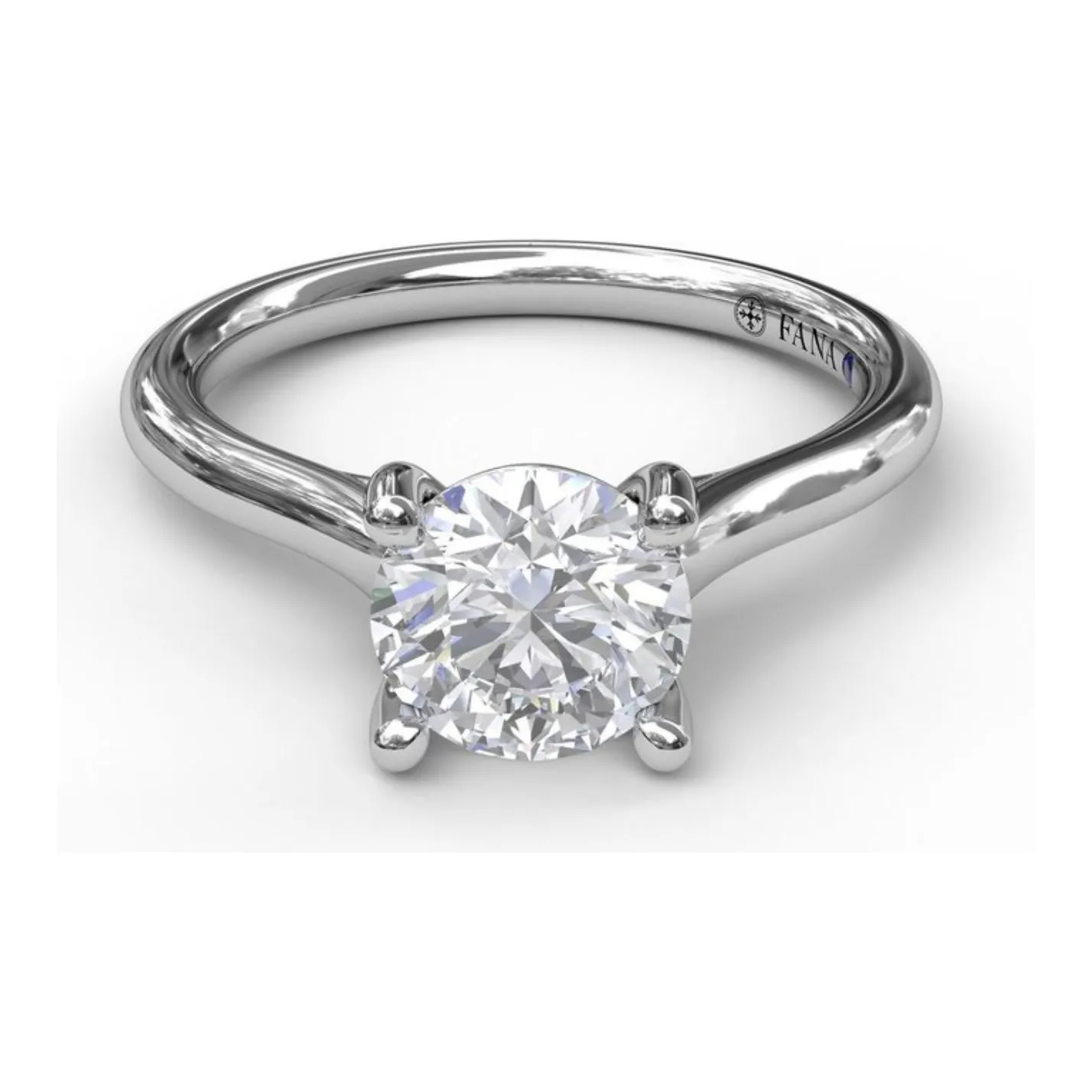 Fana 14k White Gold and Diamond Round Solitaire Engagement Ring