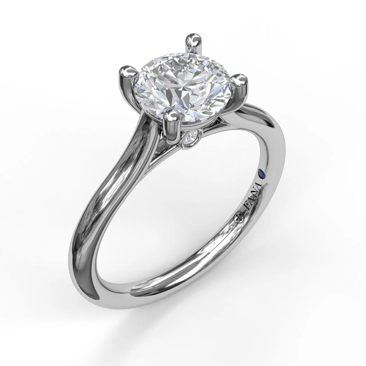 Fana 14k White Gold and Diamond Round Solitaire Engagement Ring